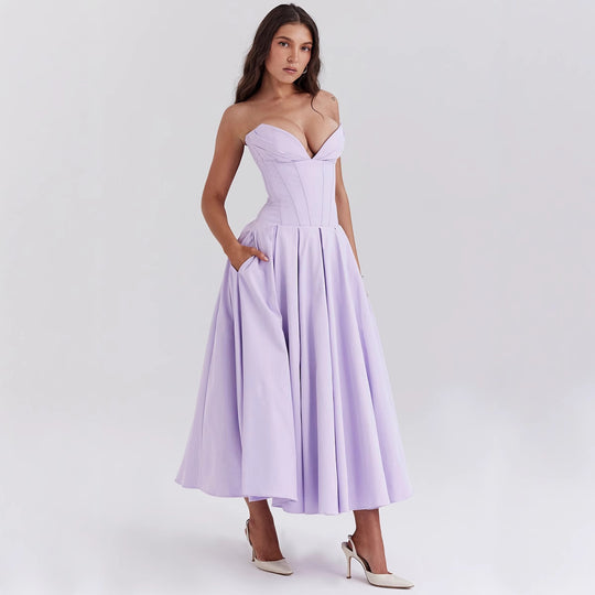 Damen Abendkleid mit elegantem Herzausschnitt und ausgestelltem Rock Heidi-Mode