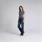 Damen Weite Stretch-Jeans mit High-Waist Passform