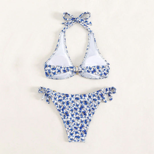Damen Bikini-Set mit verstellbaren Trägern und floralem Muster R&B