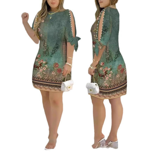 Damen Romantisches Minikleid mit transparenten Ärmeln und verspieltem Blumenmuster R&B