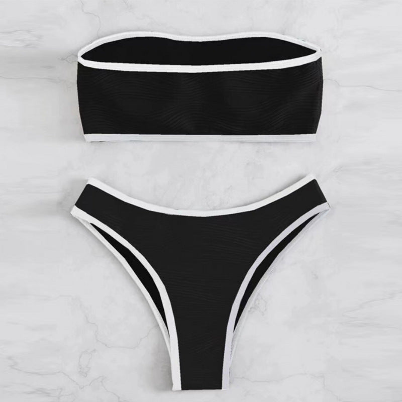 Damen Bandeau-Bikini-Set mit strukturiertem Design R&B
