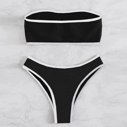 Damen Bandeau-Bikini-Set mit strukturiertem Design R&B