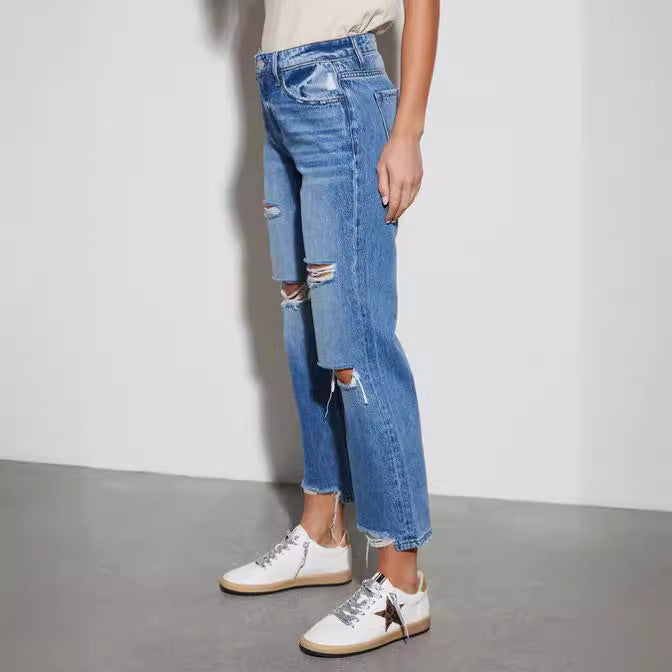 Damen Destroyed Jeans im modischen Bootcut-Stil