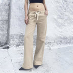 Damen Weite Baumwollhose mit verstellbarem Bund und praktischen Taschen R&B