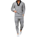 Herren sportliches Freizeit-Jogginganzug mit Hochkragen und eleganter Struktur R&B