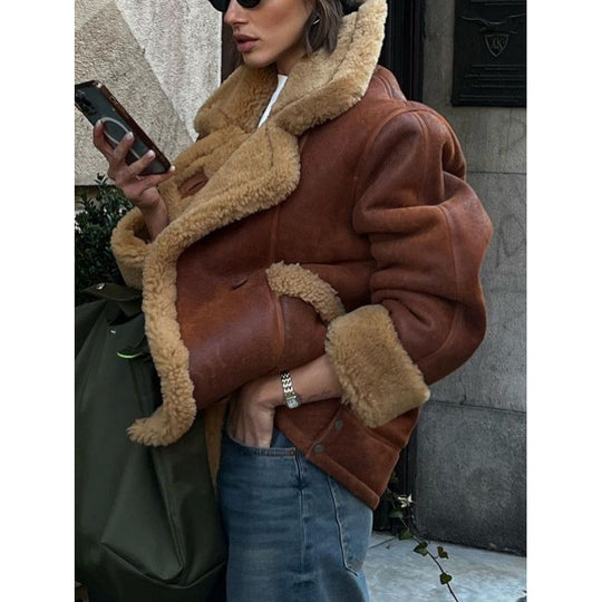 Damen Kunstfell jacke mit lässigem Oversized-Schnitt R&B
