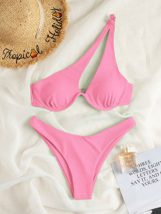 Damen Triangel-Bikini mit asymmetrischem Schnitt und gepolstertem Oberteil R&B