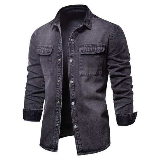 Herren Denim Hemd mit doppelten Brusttaschen und lässigem Schnitt R&B