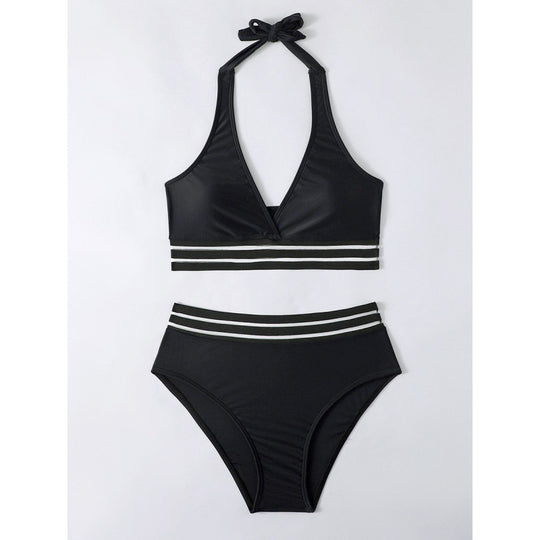 Damen Triangel-Bikini-Set mit sportlichem Streifenmuster R&B