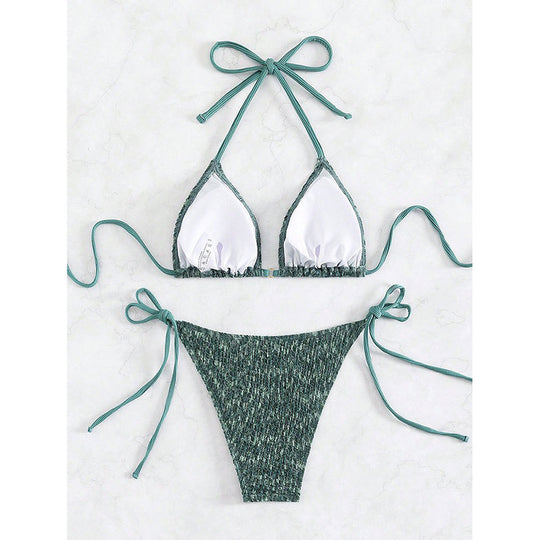 Damen Triangel-Bikini mit eleganten Bindebändern und rippierter Textur R&B