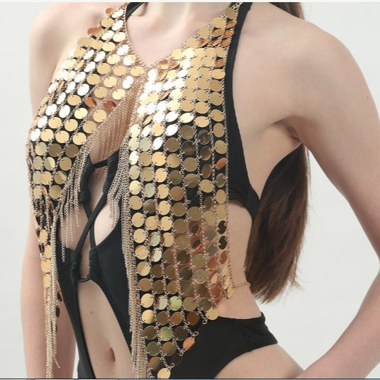 Damen Badeanzug mit glamourösem Metallic-Detail und einzigartigem Schnitt R&B