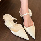 Damen Elegante Slingback-Pumps mit floralem Riemchen und spitzem Zehenbereich R&B