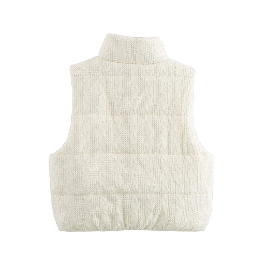 Damen gesteppte Weste mit hochwertigem Strickmuster und praktischen Taschen R&B