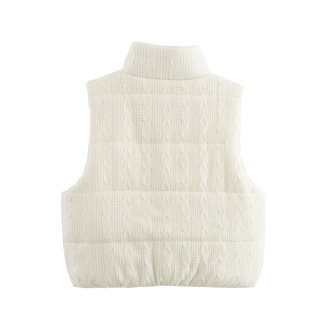 Damen gesteppte Weste mit hochwertigem Strickmuster und praktischen Taschen R&B