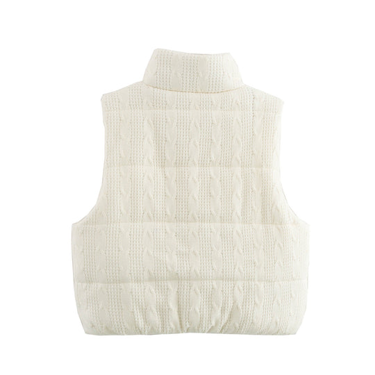 Damen gesteppte Weste mit hochwertigem Strickmuster und praktischen Taschen R&B