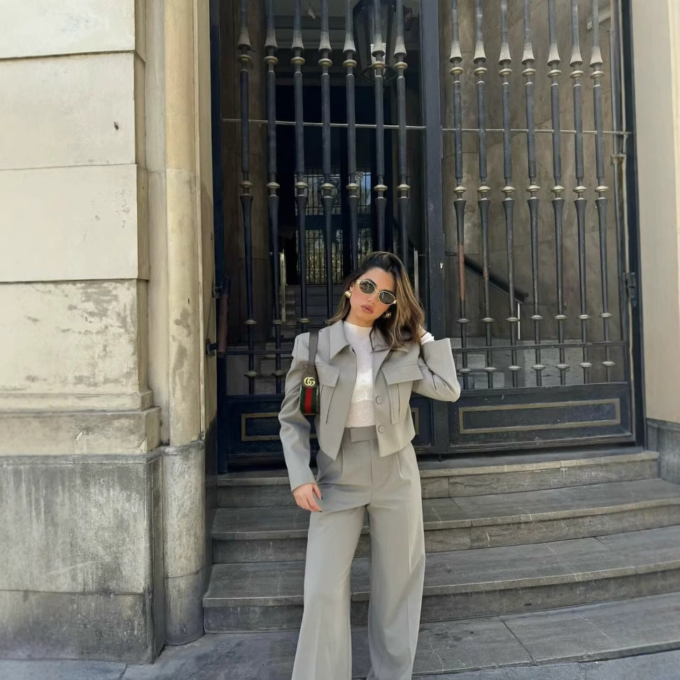 Damen weite, eleganten Bundfaltenhose mit seitlichen Taschen R&B