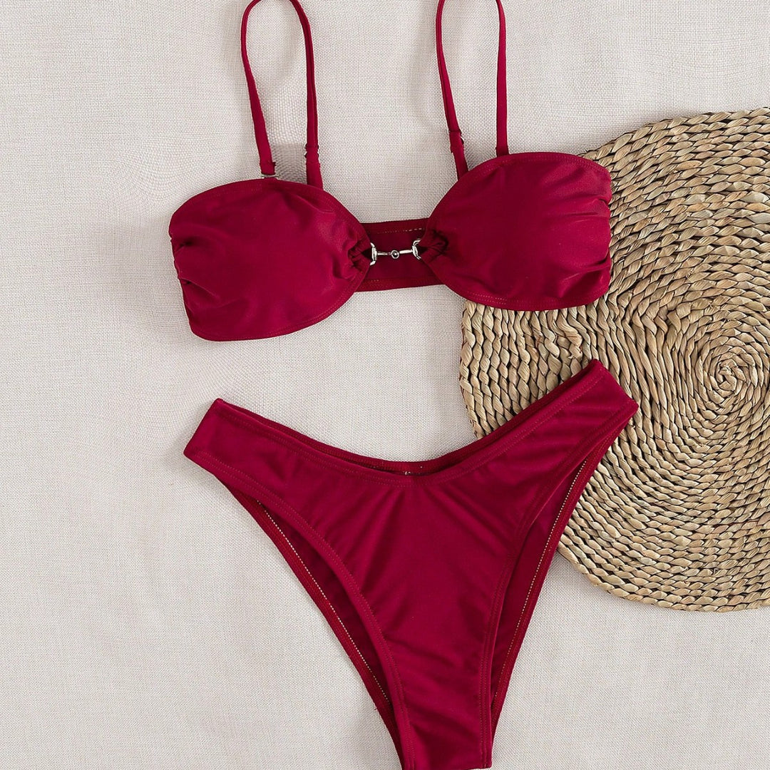 Damen Bandeau-Bikini mit modischem Schnitt und verstellbaren Trägern R&B