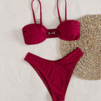 Damen Bandeau-Bikini mit modischem Schnitt und verstellbaren Trägern R&B