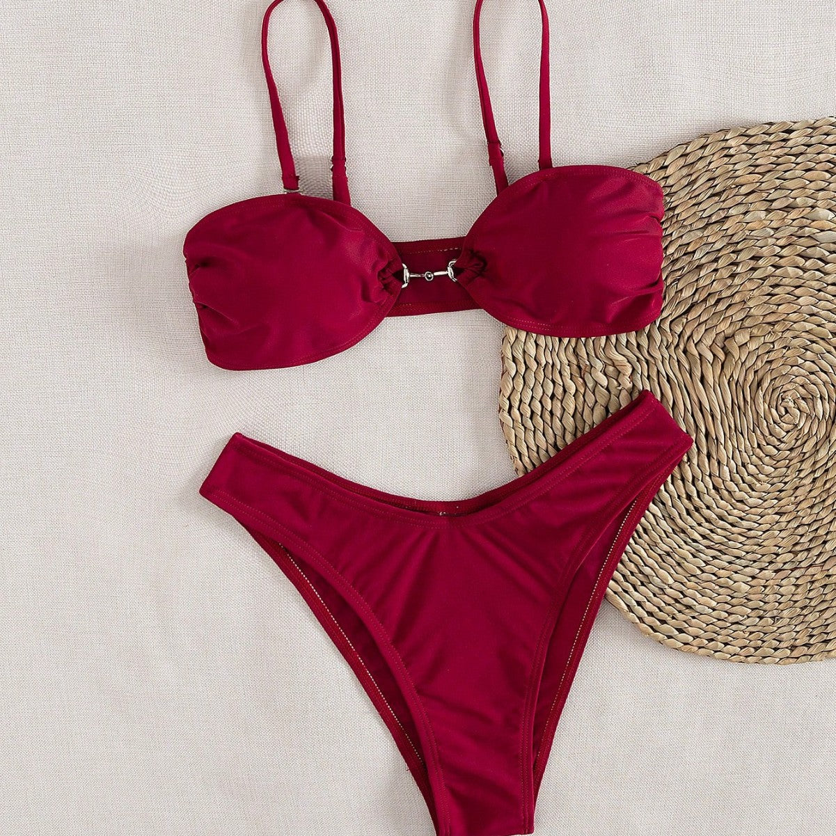 Damen Bandeau-Bikini mit modischem Schnitt und verstellbaren Trägern R&B