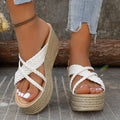 Damen Plateau-Sandalen mit geflochtenem Riemendesign und rutschfester Sohle R&B