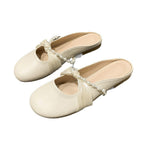Damen Elegante Slipper mit dekorativem Schleifen-Detail und Perlenapplikationen EB