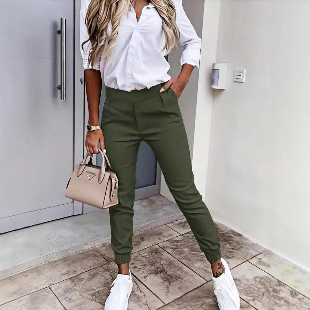 Damen bequeme Slim-Fit Chino-Hose R&B