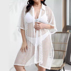 Damen transparenter Strandüberwurf aus Netzmaterial R&B