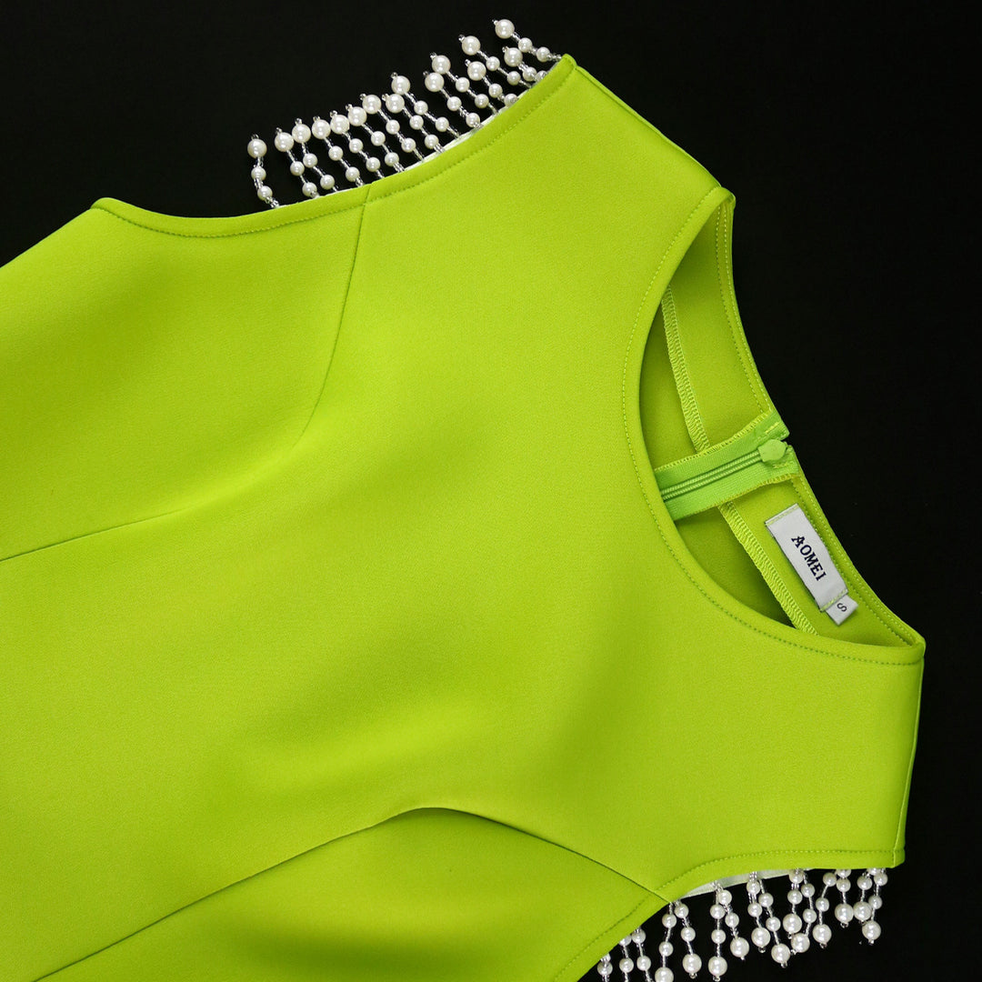 Damen Elegantes Kleid mit peplum Design und kristallverzierungen R&B