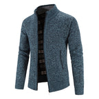 Herren Strickjacke mit modernem Stehkragen und Noppenstruktur R&B