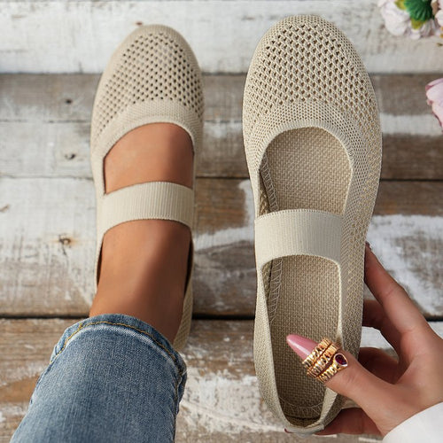 Damen atmungsaktive Slipper mit elegantem Riemendesign und flexibler Sohle R&B