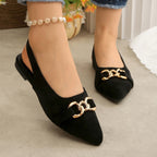 Damen Slingback Ballerinas mit modischem Kettendesign R&B