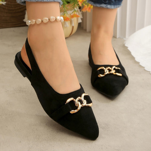 Damen Slingback Ballerinas mit modischem Kettendesign R&B