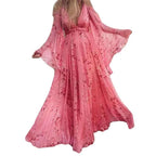 Damen Luftiges Maxi-Kleid mit floralen Akzenten und schwingenden Ärmeln R&B