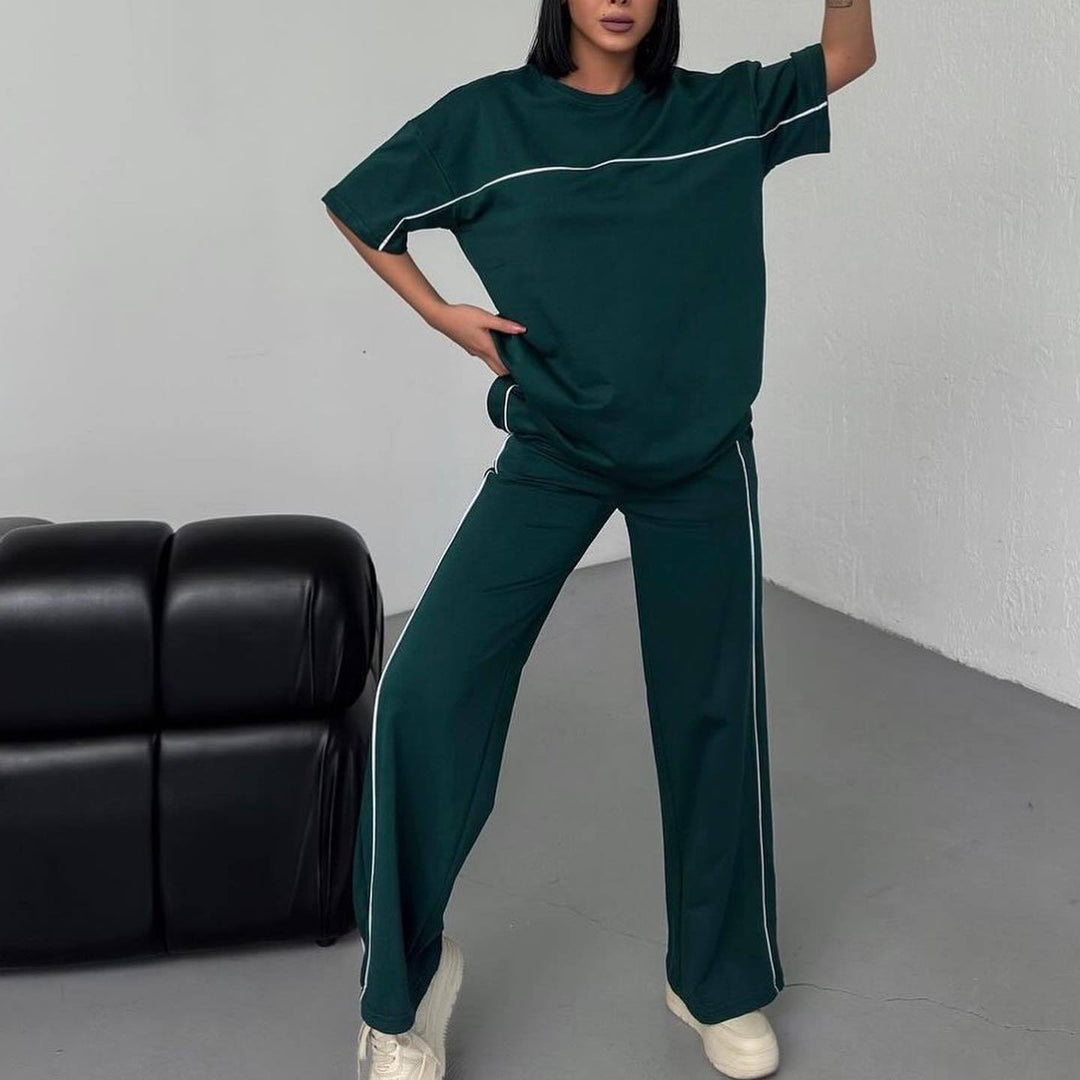 Damen Sportliches Freizeit-Set mit kontrastierenden Einsätzen R&B