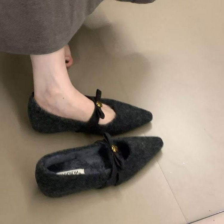 Damen elegante Ballerinas mit dekorativem Schleifenakzent und weichem Innenfutter R&B