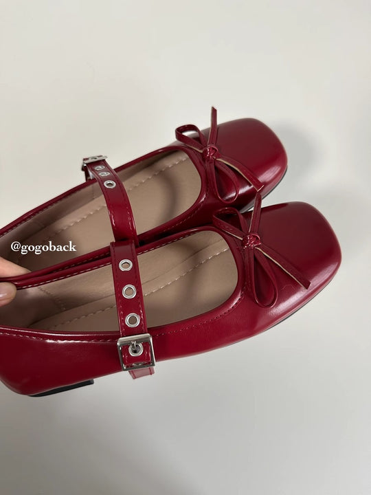 Damen Ballerinas mit dekorativem Schleifenakzent und verstellbarem Riemen R&B