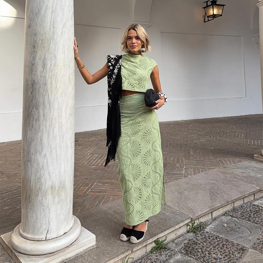 Damen Figurbetontes Zweiteiler mit Schnittdetails R&B