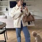 Damen gemütliche Oversized-Jacke aus hochwertigem Teddy-Material R&B