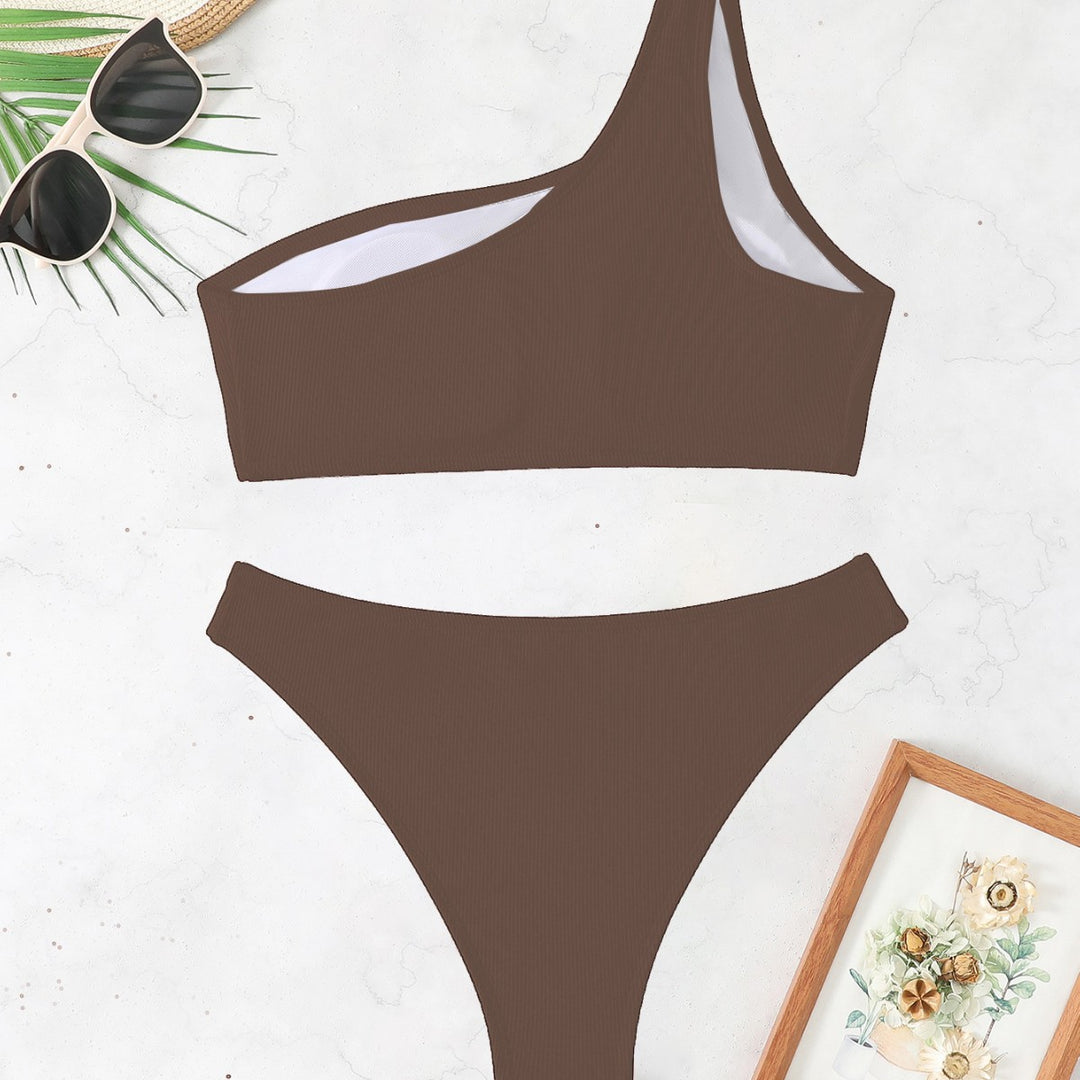 Damen Triangel-Bikini mit asymmetrischem Schnitt und raffiniertem Rippendesign R&B
