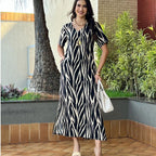 Damen Maxikleid mit elegantem Zickzackmuster R&B