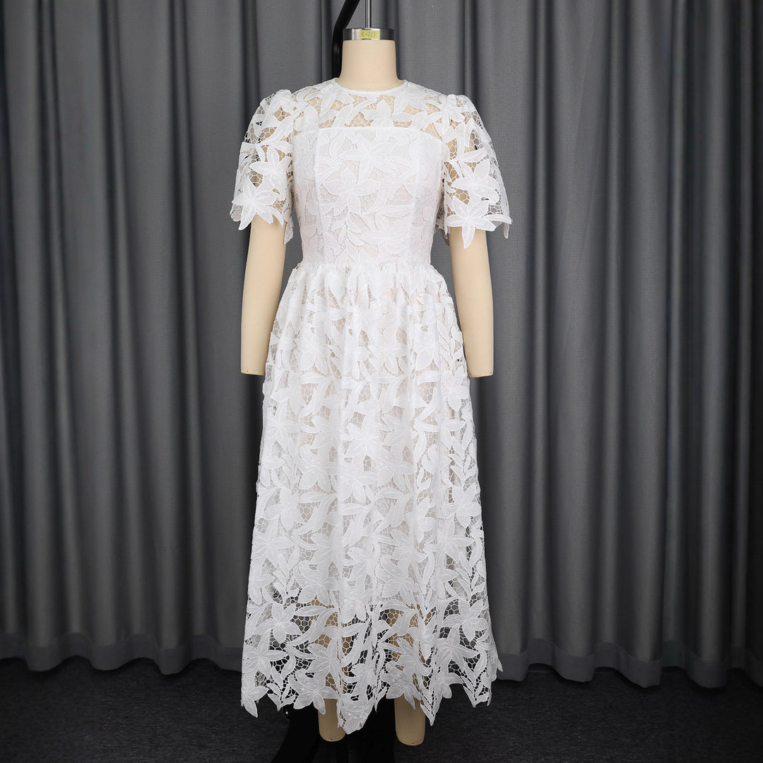Damen Spitzen-Maxikleid mit floralem Design R&B