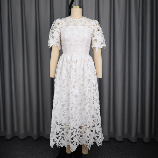 Damen Spitzen-Maxikleid mit floralem Design R&B