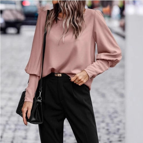 Damen elegante Bluse mit puffärmeligen Details und strukturiertem Stoff R&B