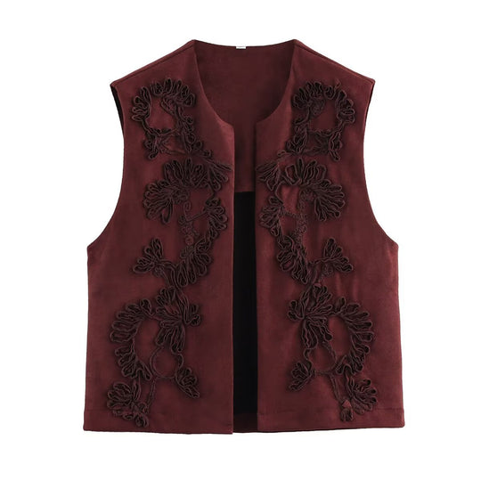Damen Weste mit floralem Stickdesign R&B