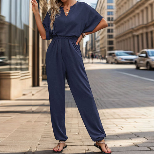 Damen lässiger Jumpsuit mit eleganter Drapierung und Taillierung R&B