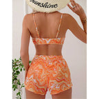 Damen Bikini-Set mit modischem Gummizug und trendy Wellenmuster R&B