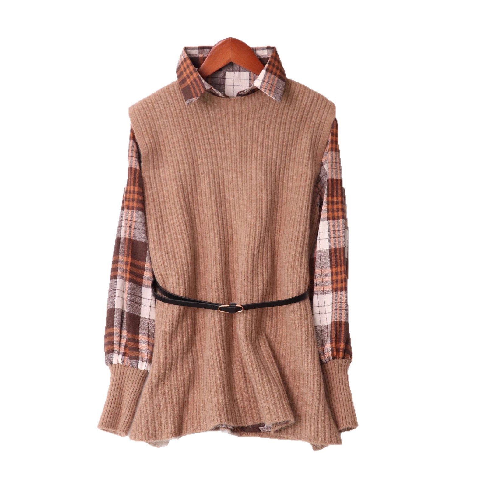 Damen Modischer Pullunder mit Hemd-Details R&B