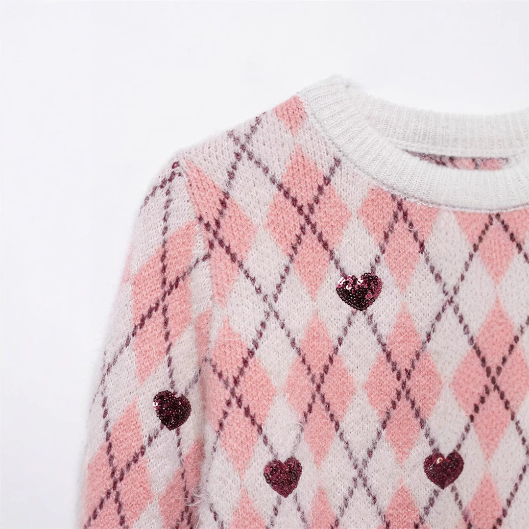 Damen Kuscheliger Pullover mit Herzdesign R&B