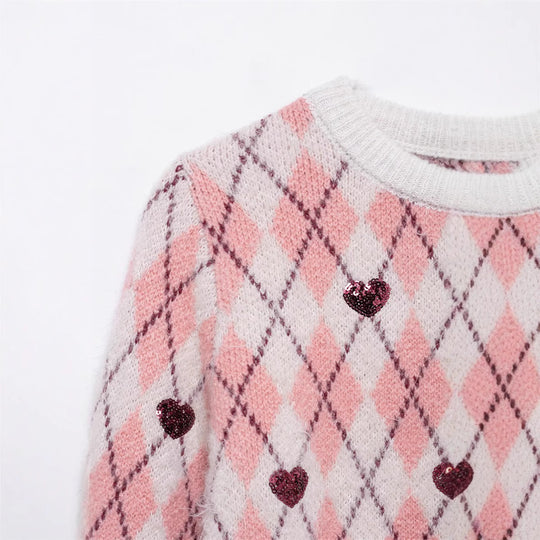 Damen Kuscheliger Pullover mit Herzdesign R&B