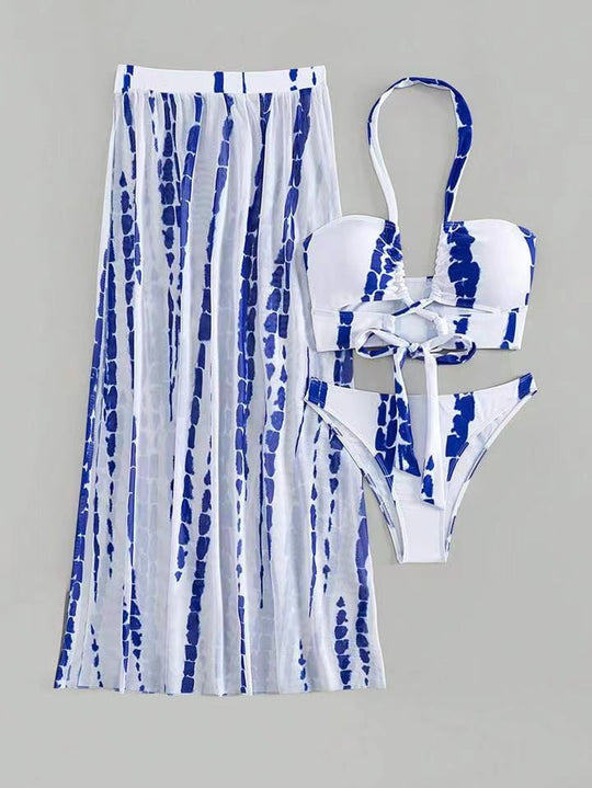 Damen Bikini-Set mit elegantem Maxirock und femininem Oberteil R&B
